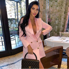Charger l'image dans la galerie, 2019 New Women Fashion Winter Pink White Black Christmas Jackets Button Long Sleeve V Neck Sexy Coats Club Casual Wholesale