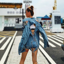 Charger l'image dans la galerie, ins CHIC Runway Designer Sexy Backless Lacing Chains Women Denim Jacket Harajuku Stylish Top Long Sleeves Coat Streetwear
