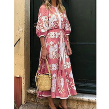 Charger l'image dans la galerie, Vintage Floral Maxi Dress Summer Long Round Sleeve Round Neck Print Long Sleeve Spring Elegant Retro Boho Dress Women Vestidos
