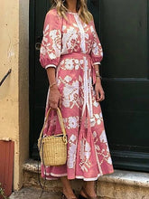 Charger l'image dans la galerie, Vintage Floral Maxi Dress Summer Long Round Sleeve Round Neck Print Long Sleeve Spring Elegant Retro Boho Dress Women Vestidos