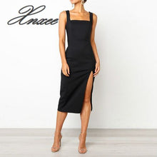 Charger l'image dans la galerie, 2020 New Fashion solid color sling open-forked casual dress women sleeveless ankle-length office dress
