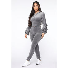 Charger l'image dans la galerie, New sexy European and American women's autumn/winter hoodie jacket and hoodie two-piece set
