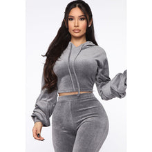 Charger l'image dans la galerie, New sexy European and American women's autumn/winter hoodie jacket and hoodie two-piece set
