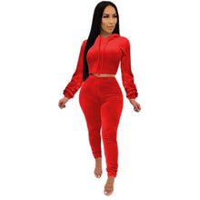 Charger l'image dans la galerie, New sexy European and American women's autumn/winter hoodie jacket and hoodie two-piece set
