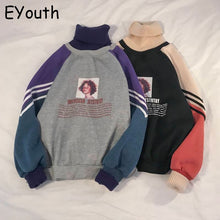 Charger l'image dans la galerie, 2020 Hoodie Sweatshirt Women Winter Oversize Tops Fashion Pattern Printed Sweatshirt Autumn Turtleneck Outerwear Warm Pullover
