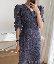 Charger l'image dans la galerie, Summer Vintage Chiffon Midi Dress Korean Floral Printing  Dress  Elegant Beach Female Party Vestidos
