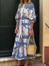 Charger l'image dans la galerie, Vintage Floral Maxi Dress Summer Long Round Sleeve Round Neck Print Long Sleeve Spring Elegant Retro Boho Dress Women Vestidos
