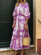 Charger l'image dans la galerie, Vintage Floral Maxi Dress Summer Long Round Sleeve Round Neck Print Long Sleeve Spring Elegant Retro Boho Dress Women Vestidos
