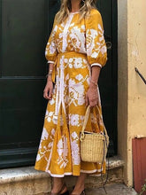 Charger l'image dans la galerie, Vintage Floral Maxi Dress Summer Long Round Sleeve Round Neck Print Long Sleeve Spring Elegant Retro Boho Dress Women Vestidos
