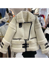 Charger l'image dans la galerie, Heavy crafts fur all-in-one faux fur jacket women winter thick warm fur liner motorcycle jacket fashion wild tops
